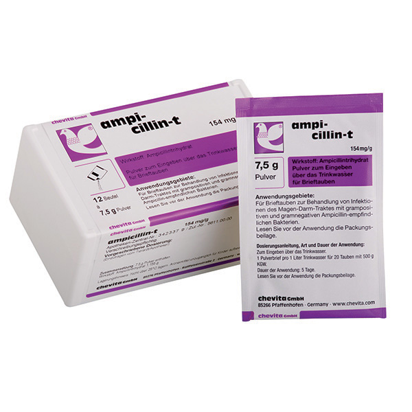 AMPICILLIN-T powder - (treats gastro-intestinal bacterial infections (gram+ve & gram-ve pathogens) - (box - 12 sachets)